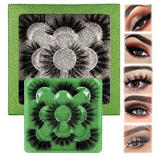 False Lashes Wispy Natural Faux Mink Eyelashes Pack 5 Pairs Fluffy Eye Lashes Cat Eye 3D Volume Fake Eyelashes Bulk