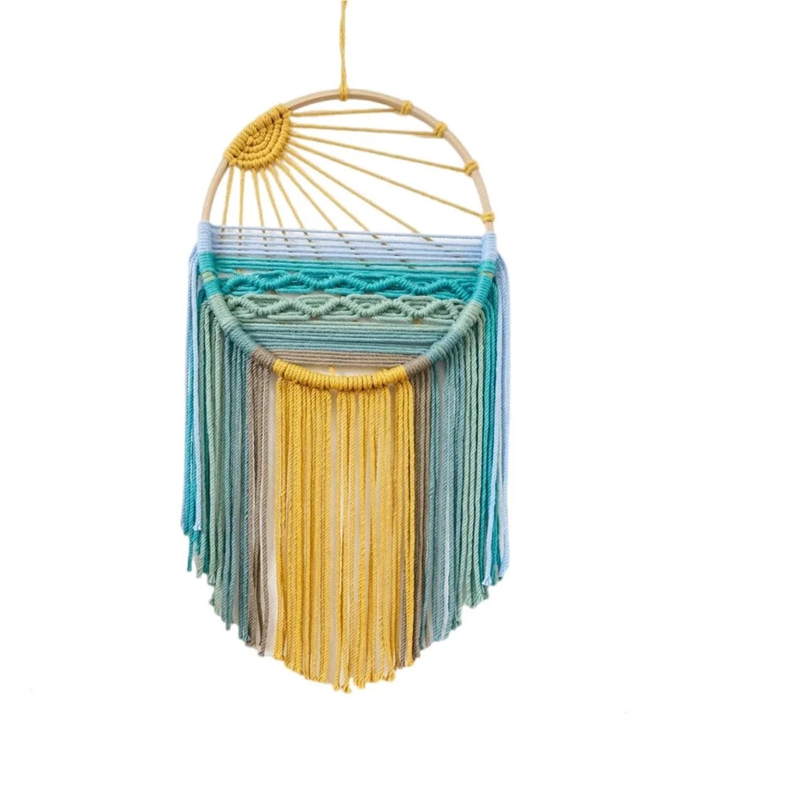 BFLCWSTD Macrame Wall Hanging Hand woven Cotton Rope Sunrise Sunset Tapestry Colorful Wall Art Decorative With Tassel(Color-01)