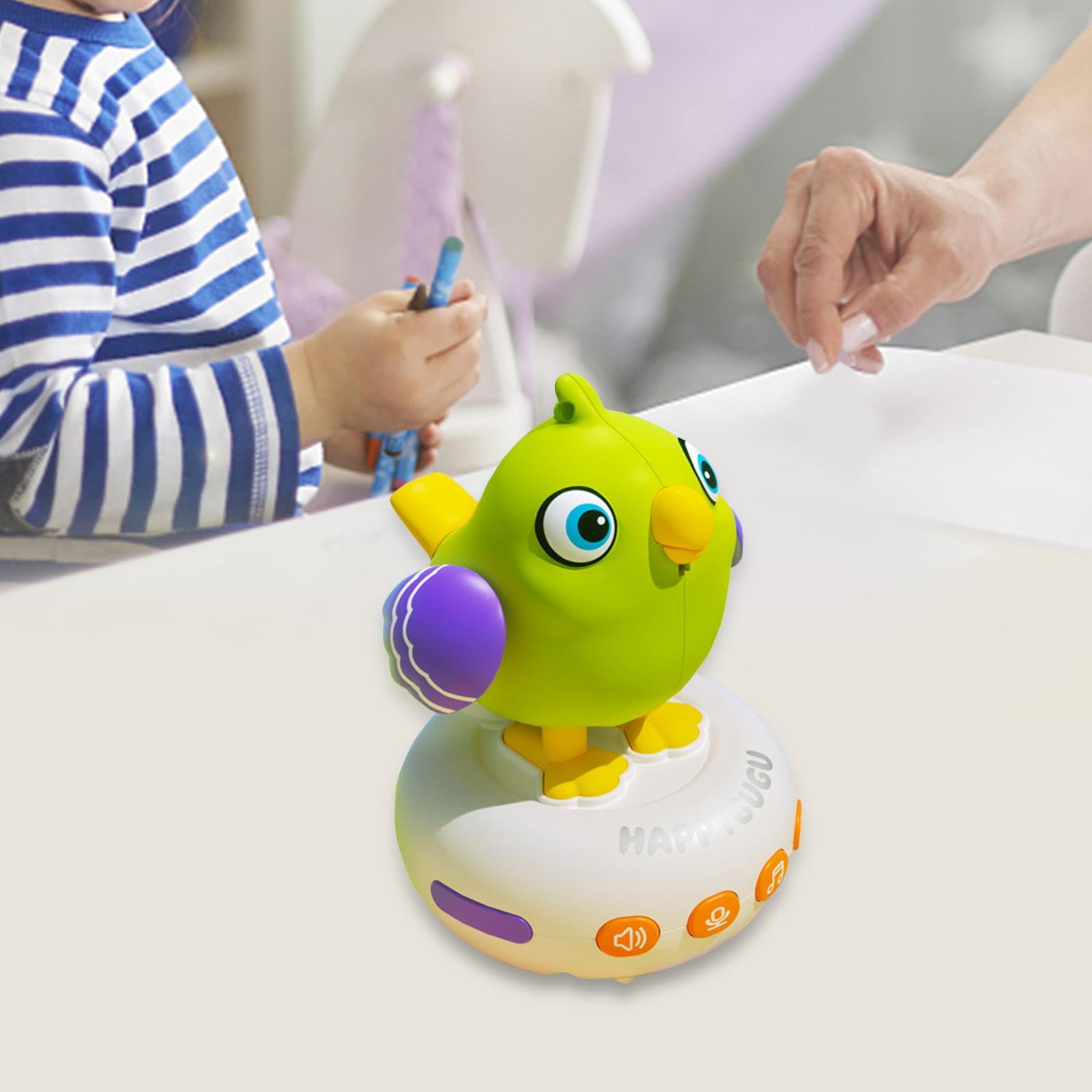 Sharplace Reloj de Juguete para Niños, Reloj de Juguete Musical con Forma de Pájaro para Niños, Silbato de Juguete con Carga USB para Niños, Reloj Electrónico C, Verde