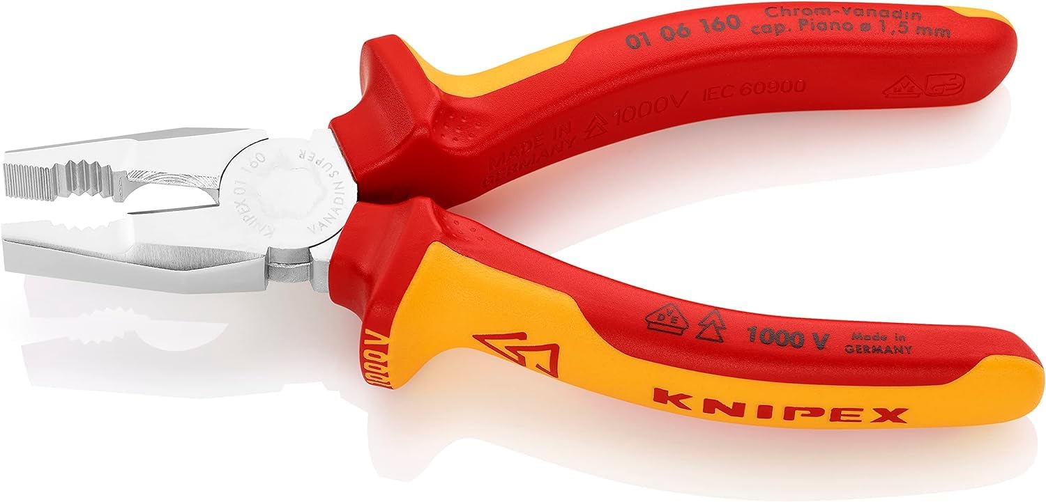 KNIPEX chromowany z wielokomponentowymi osłonkami, izolowane wg VDE 160 mm, 01 06 160