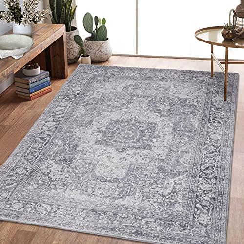Grüner Vintage-Teppich Mit Blumenmuster – Rutschfeste, Maschinenwaschbare Böhnchen Für Wohnzimmer & Kinderzimmer
