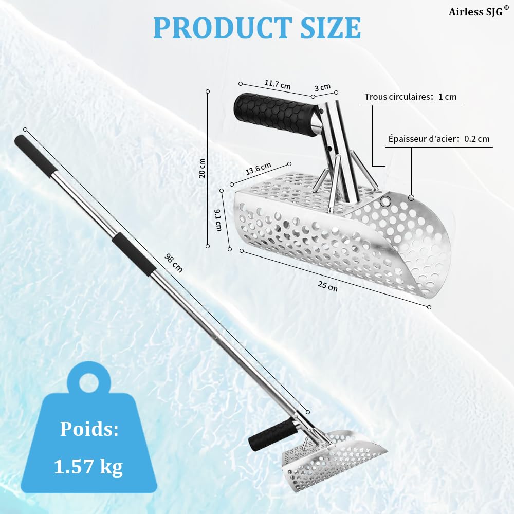 Paletta per il Rilevamento di Metalli, Caccia ai Tesori sulla Spiaggia - Design ergonomico e di Alta Qualità con Asta in Acciaio Inox