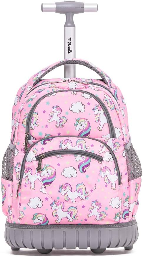 TilamiRolling Backpack 16 Inch School College Travel Carry-on Backpack Boys Girls