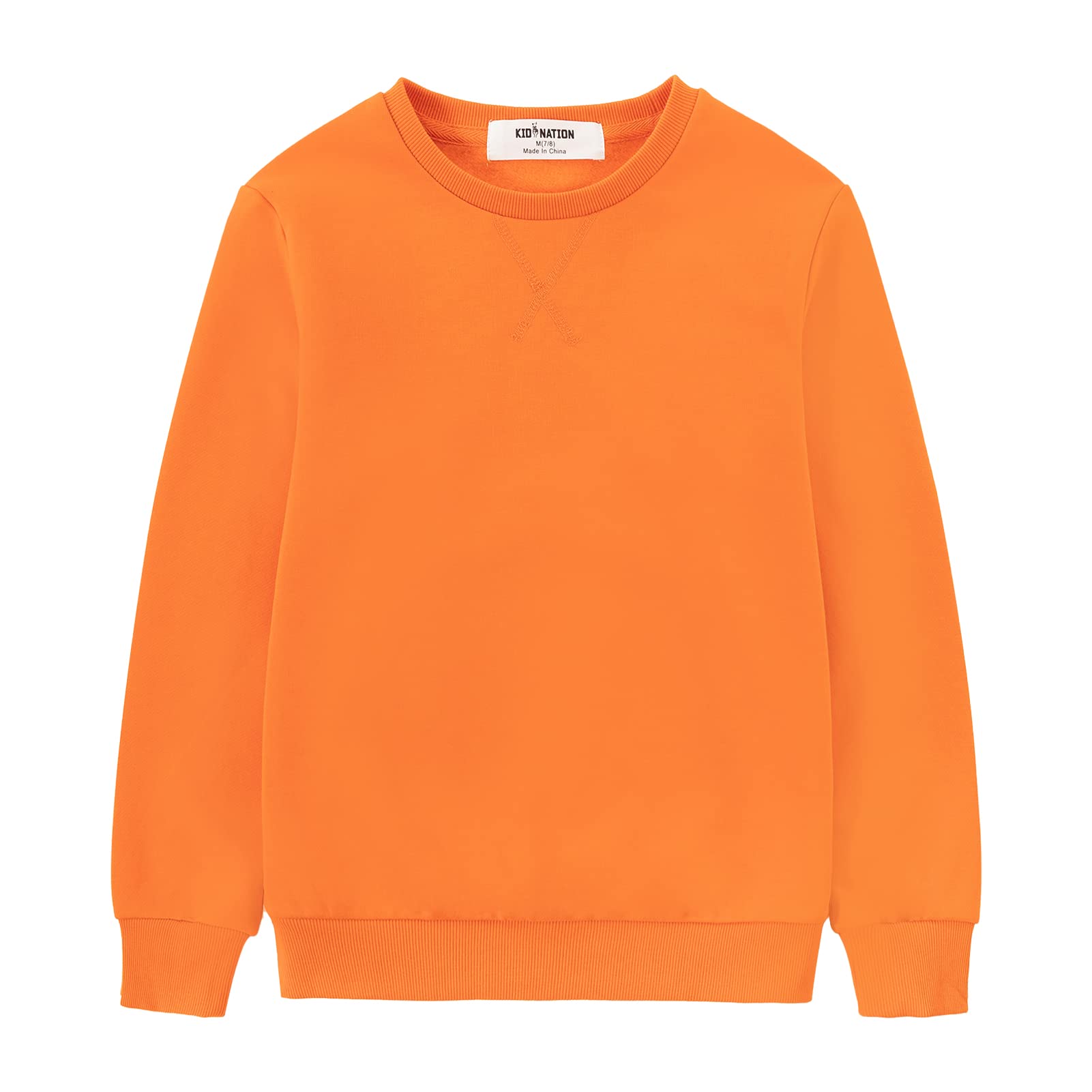 Kid Nation Kids Slouchy Soft Brushed Fleece Casual Basic Crewneck Sweatshirt for Boys or Girls 4-12 Years