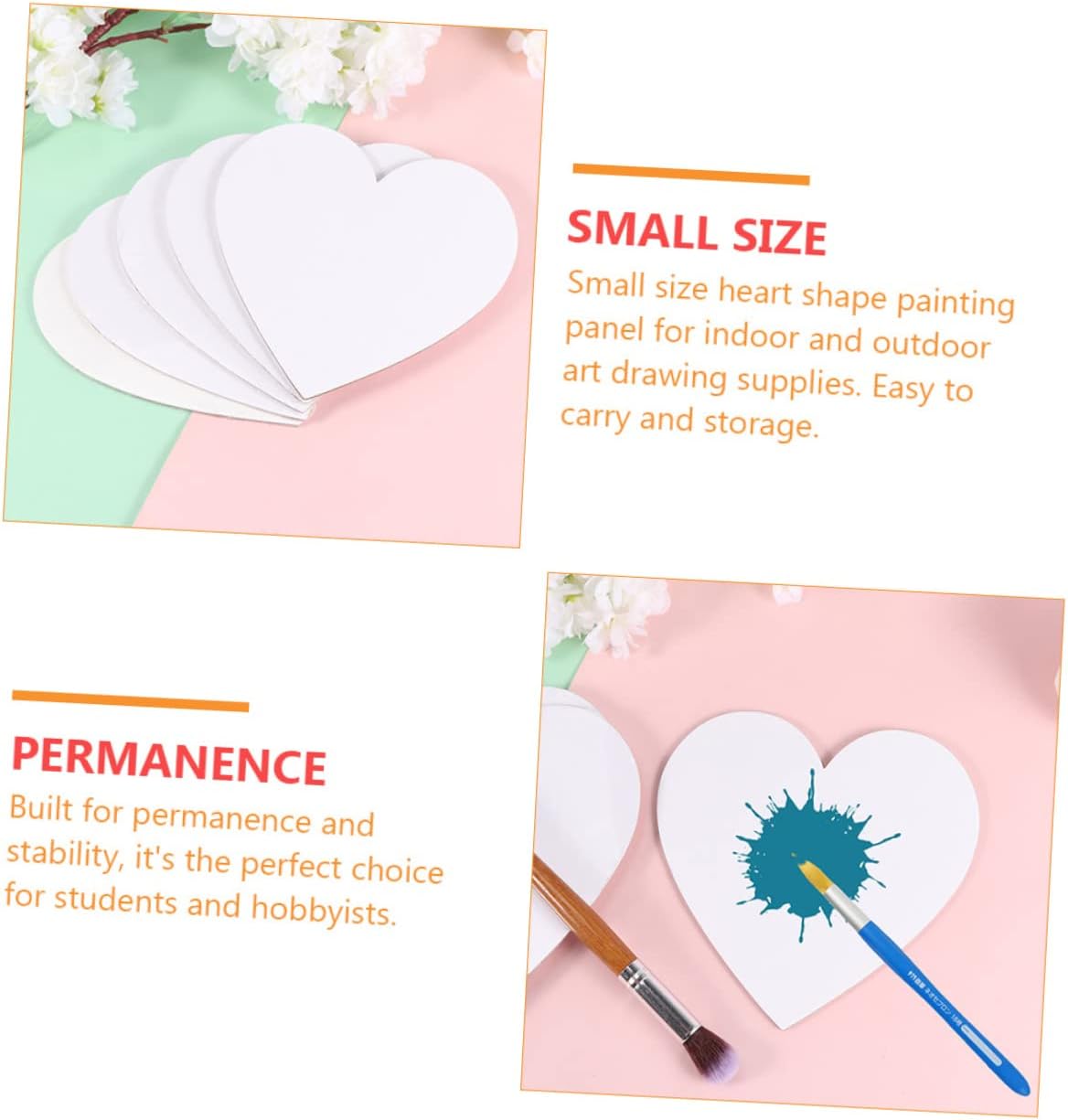 Cotton Oil Painting Board Canvas Heart Shaped Art Panels Ideal for Sketching