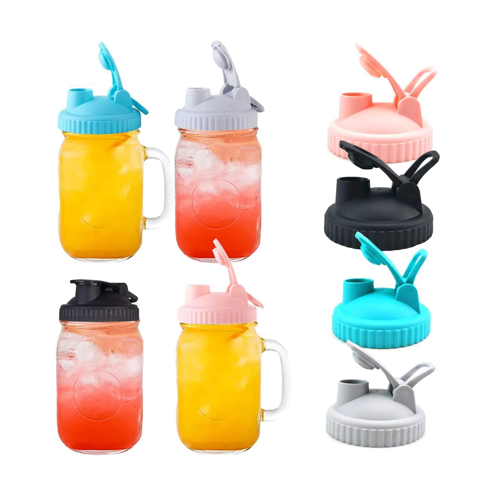 Khazna Pour Spout Lid, Flip Cap Lid, Wide Mouth Canning Lids with Flip-Top Seals Reusable, Leak-Proof and Ideal for Pouring Milk, Coffee, Lemonade(Jars Not Included, 86 mm)