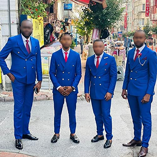 Drolia Sudp Casual Men's Suits Slim Fit 2 Pieces Double Breasted Jacket Prom Tuxedos Blazer Pants Wedding Groomsmen(Pure White,44) #TOP3