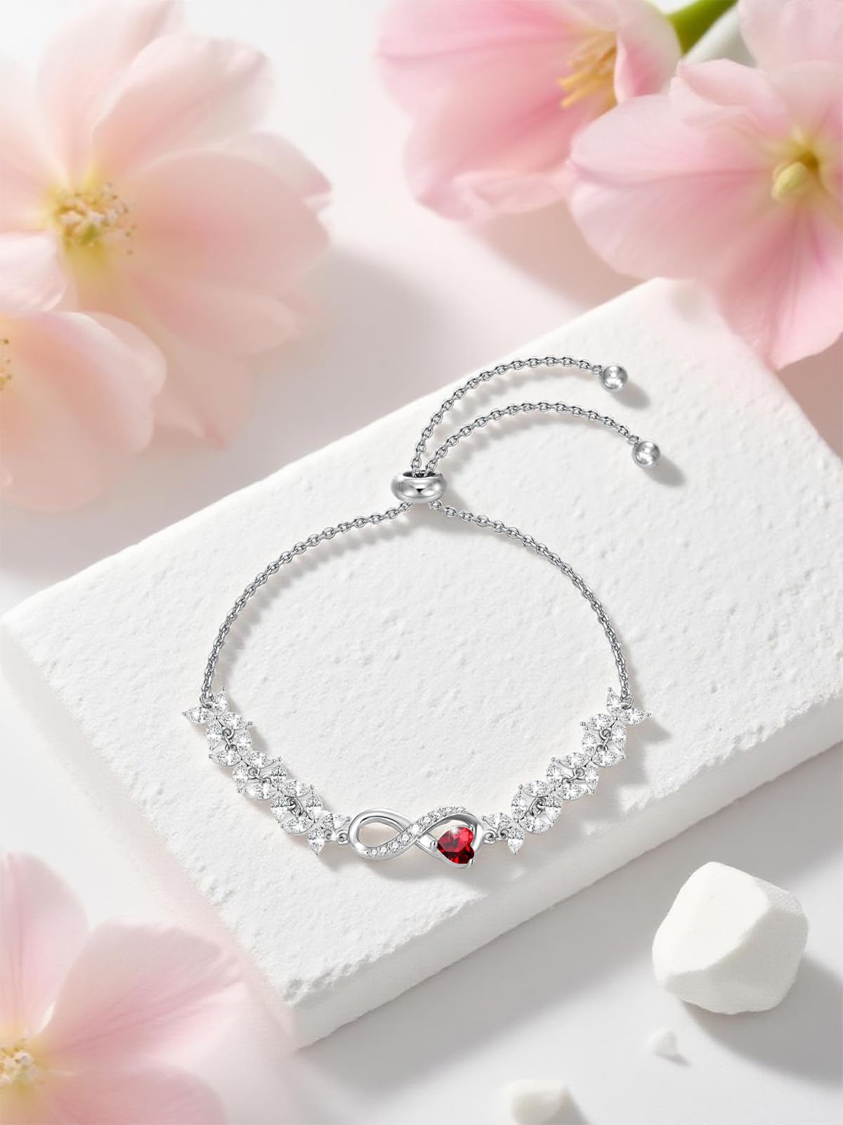 Dorunmo Bracciale Infinity, da donna, in argento Sterling 925, infinito amore, con pietra portafortuna, regolabile, per la spiaggia estiva, regalo di Natale e di compleanno da donna