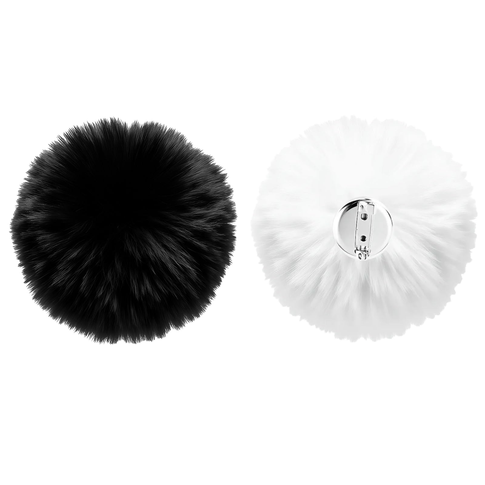 AOVNA 2PCS Bunny Tail Clip on Pom Poms Black White Props Fluffy Rabbit Tail Pom Poms Animal Cosplay Accessory for Easter Halloween Cosplay Party Performance
