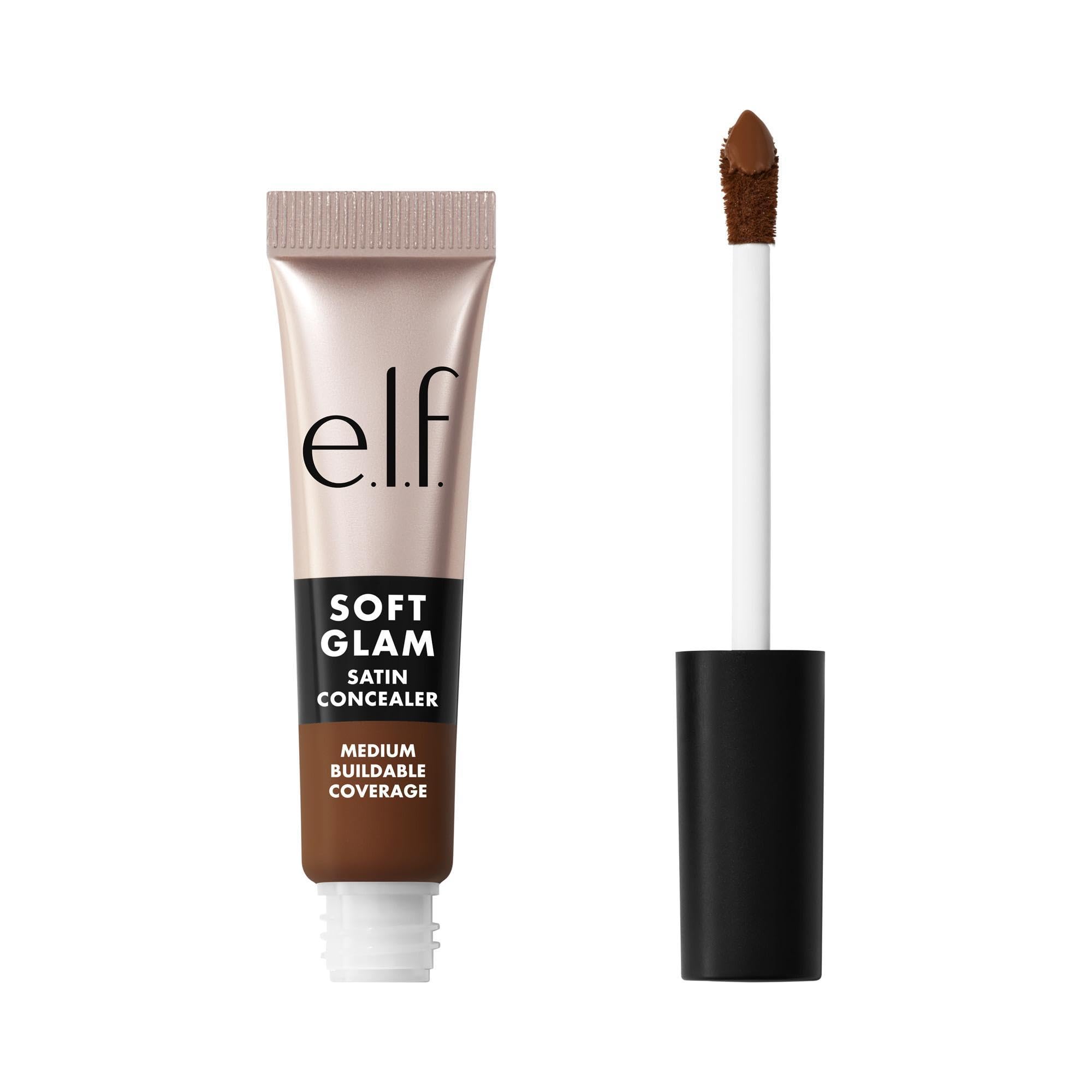 e.l.f. Soft Glam Satin Concealer, mittlere Deckkraft für Unreinheiten und Augenpartie, setzt sich nicht ab, langanhaltend, vegan und tierversuchsfrei, 55 Deep Warm