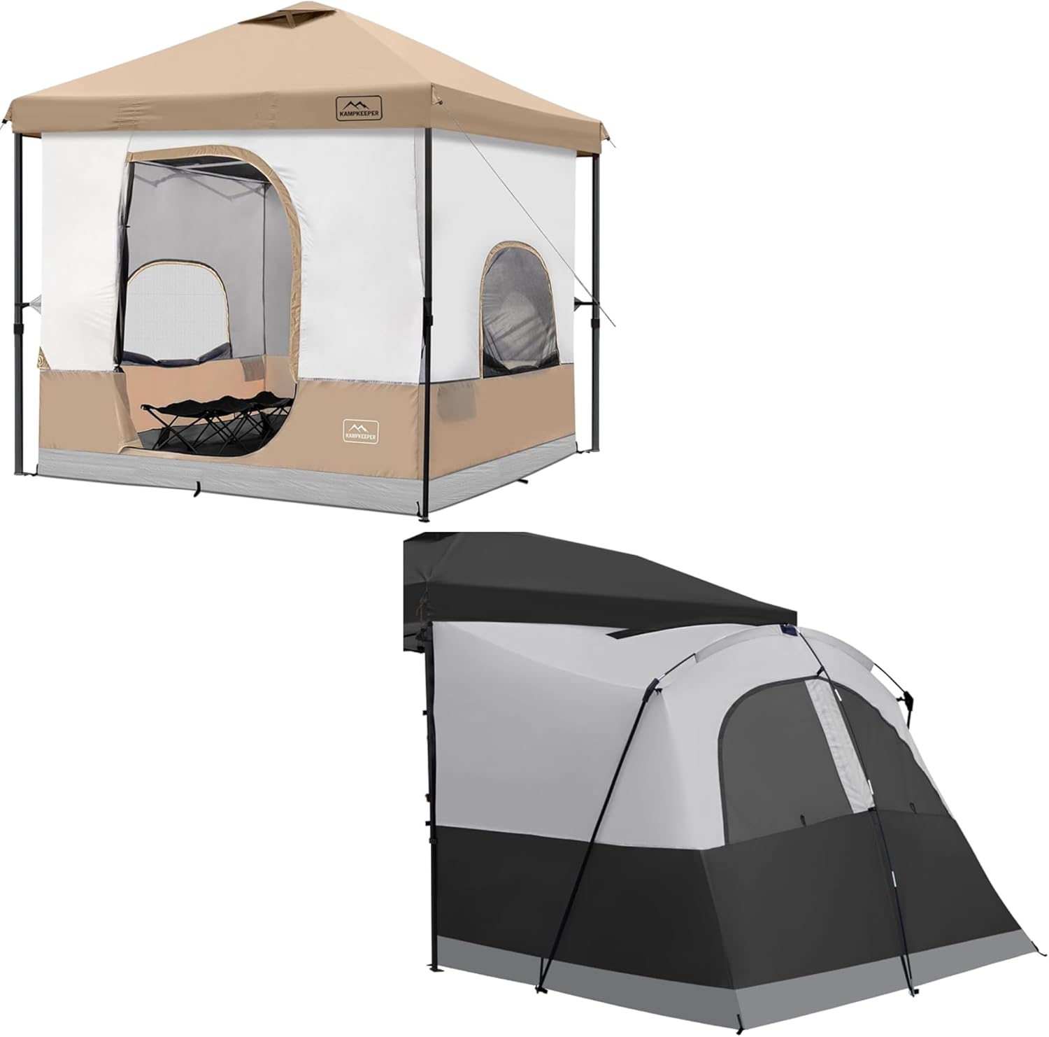 KAMPKEEPER Canopy Side Tent,4-6 Person Camping Cube Tent for 10x10 Pop Up Canopies,Easy Up Gazebo with Window,Compatible with 10' Wide Canopy Tents