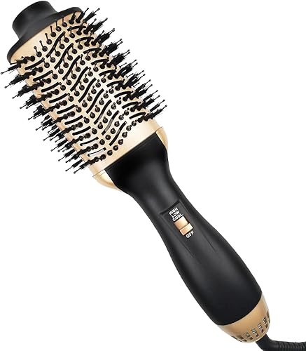 Cepillo y estilizador de pelo de un solo paso, herramientas de peinado 3 en 1, secador de pelo iónico de titanio voluminizador con barril ovalado de