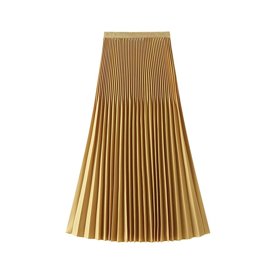 Ladies Elegant Solid Color Pleated Skirt Women's High Waist