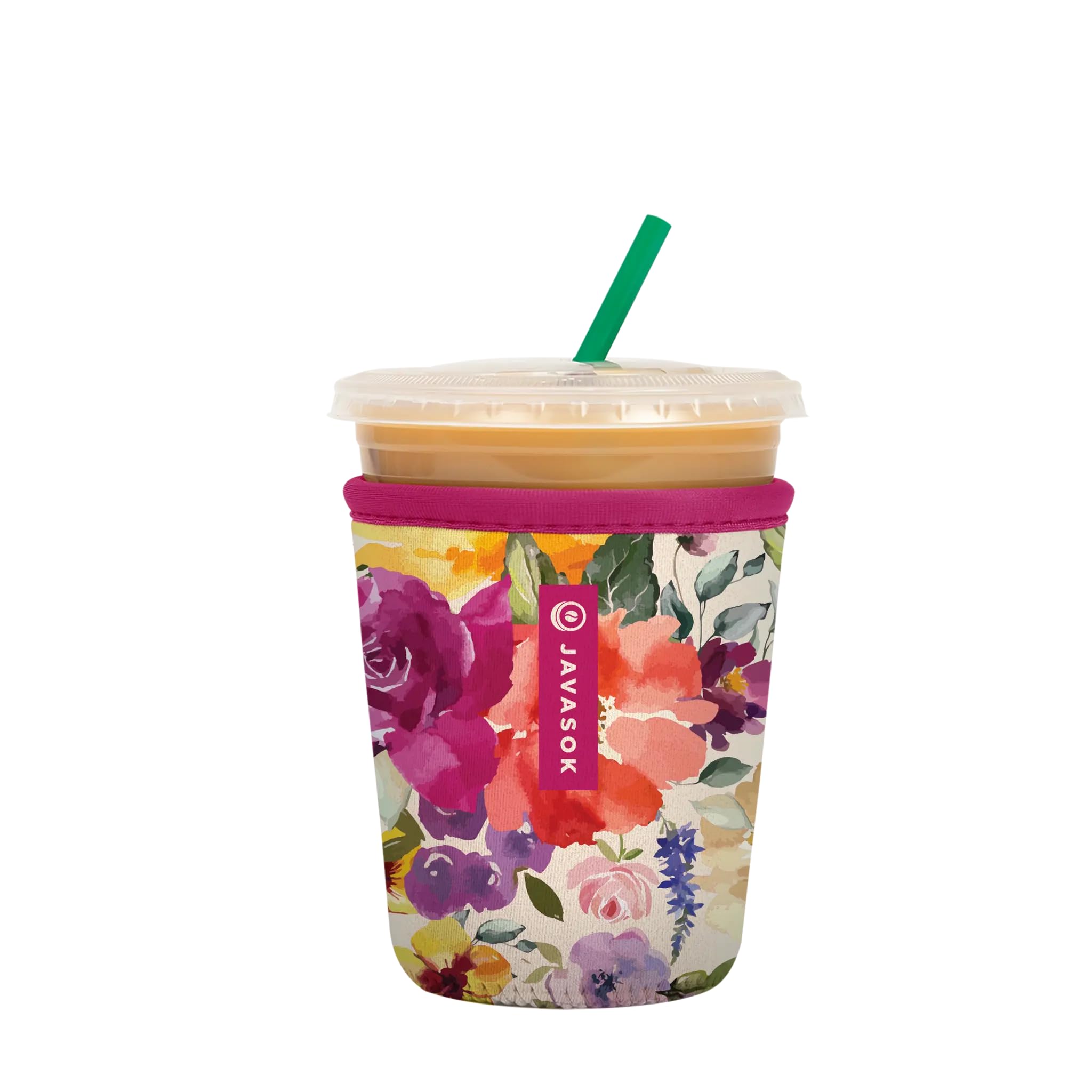 Sok It JavaSok Iced Coffee &amp; Cold Soda Insulated Neoprene Cup Sleeve (Blooming Bright, Small: 16-20oz)