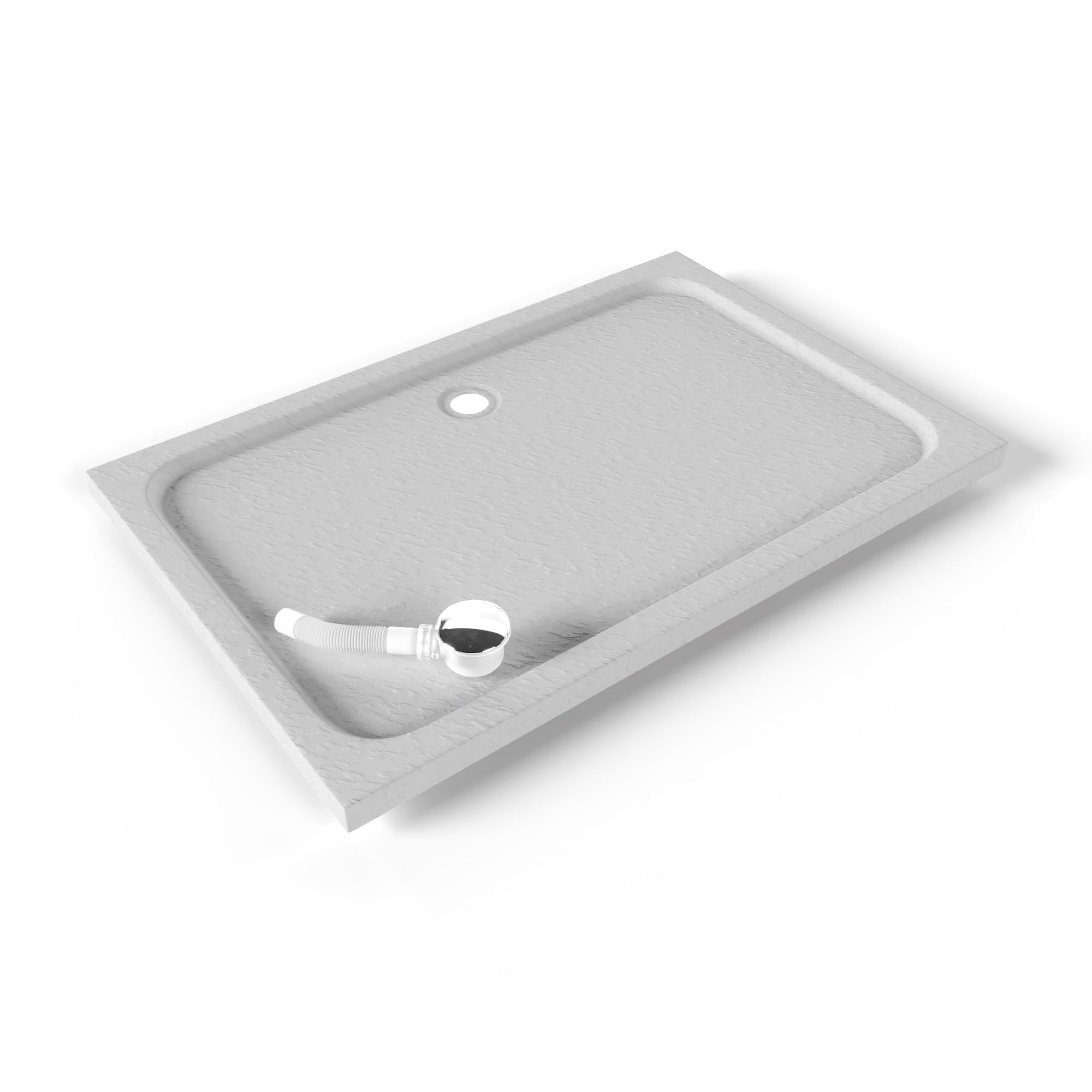 Plato de Ducha Acrílico 100x120 cm Blanco| Textura Pizarra Antideslizante | Extraplano 5 cm | – Incluye válvula y rejilla | Moments of Glass