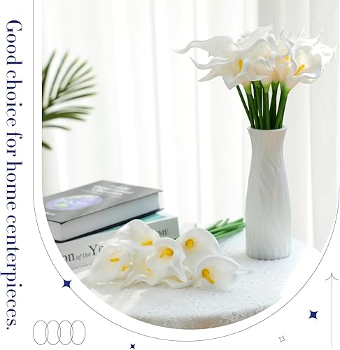 Miniatura 3 de Hanaive 100 piezas de lirio de cala falsos de tacto real para ramo de boda de 13.4 pulgadas, flores artificiales de lirio de cala para el hogar,