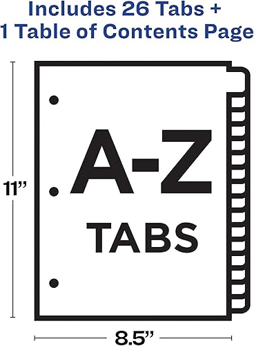 Miniatura 4 de Avery 11085 Ready Index Tabla de contenido personalizable Divisores multicolor, 26 pestañas, letra