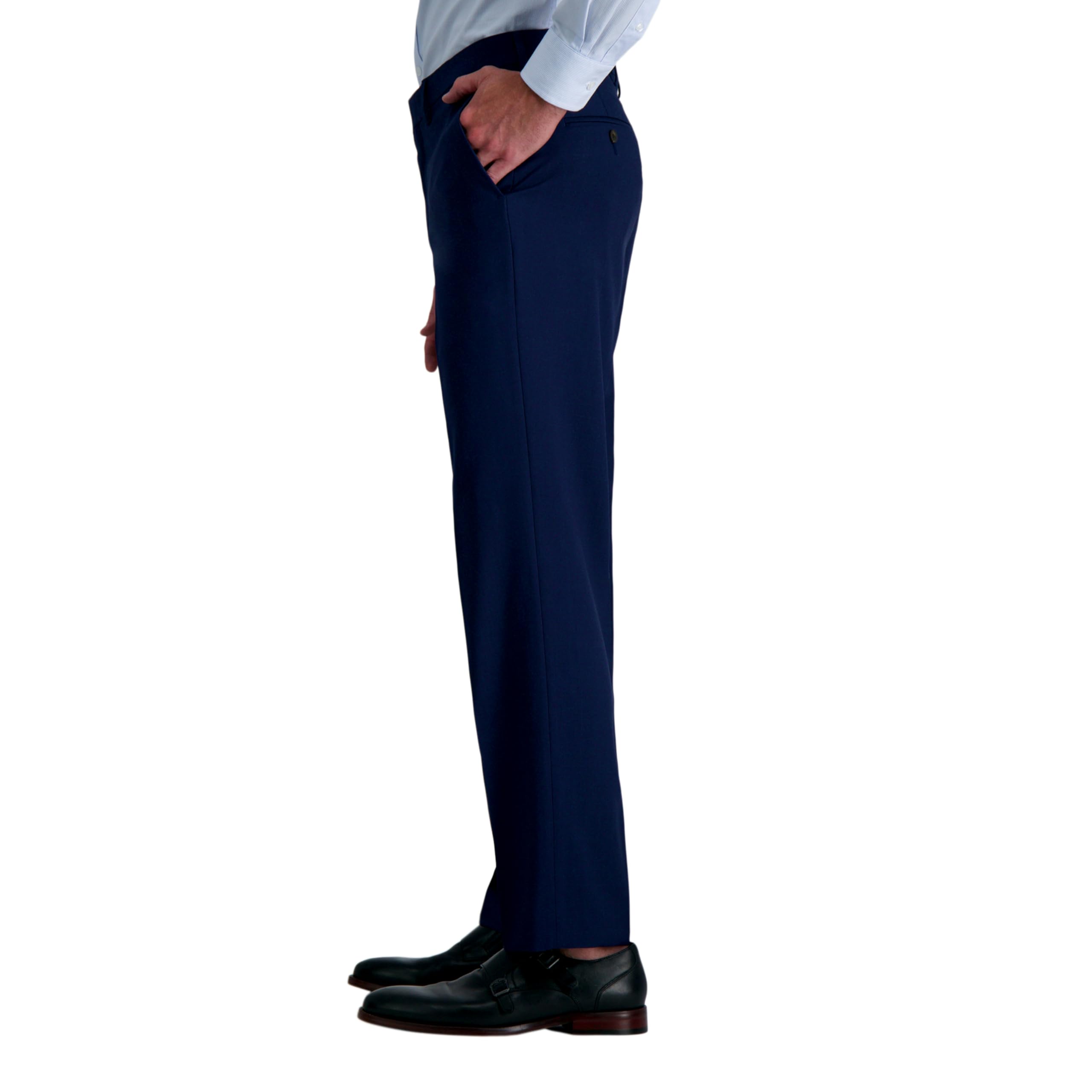Haggar R - Pantalón de vestir para hombre, ajuste recto, parte delantera plana, talla grande y alta