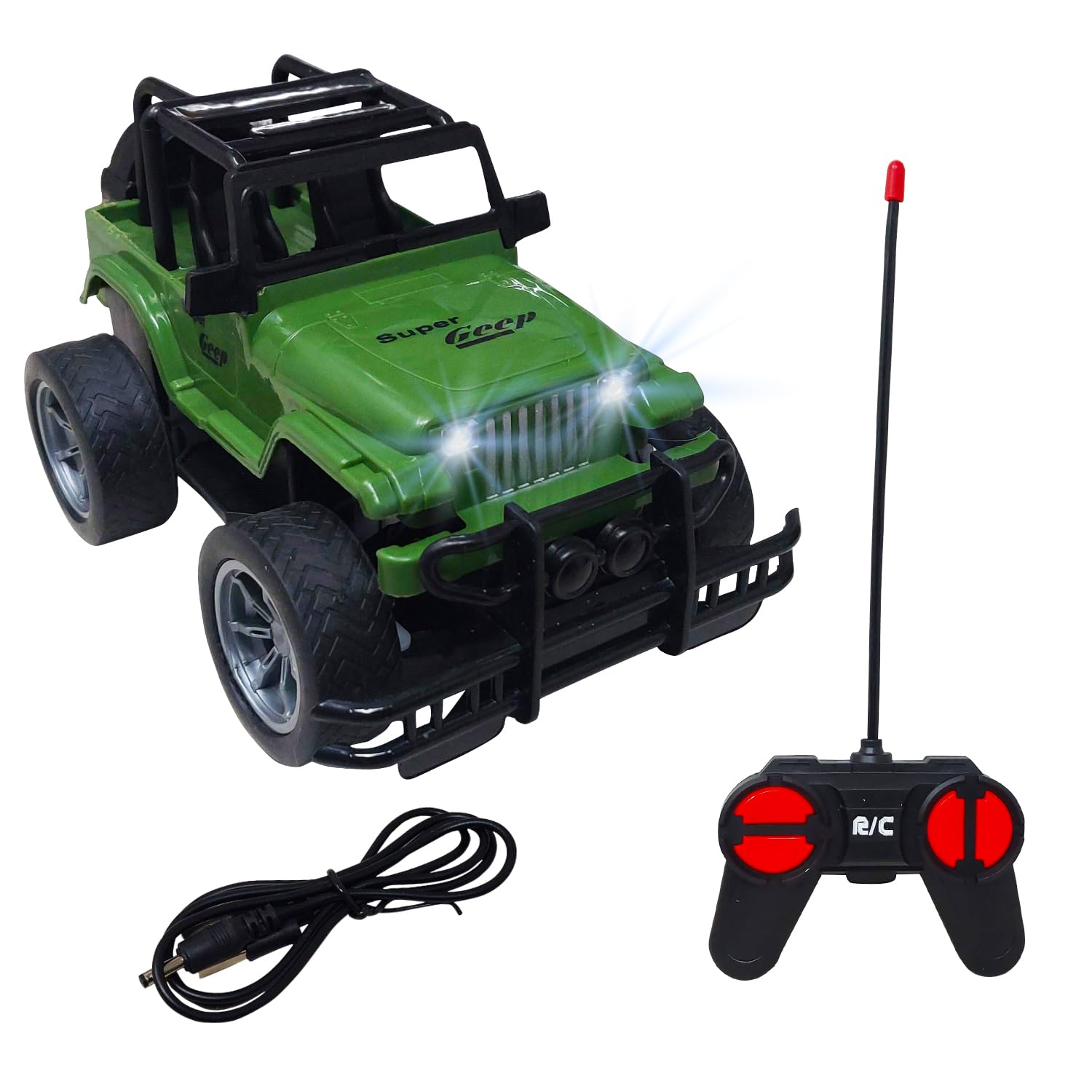 PARTEET Remote Control Jeep Car Toy for Kids-1:18 Scale 4 Function USB Rechargeable Off Road Vehicle Toy Cars for Kids, Monster Jeep with Flashing Head Light(Assorted) (B0CSK64XS4) Amazon Price History, Amazon Price Tracker
