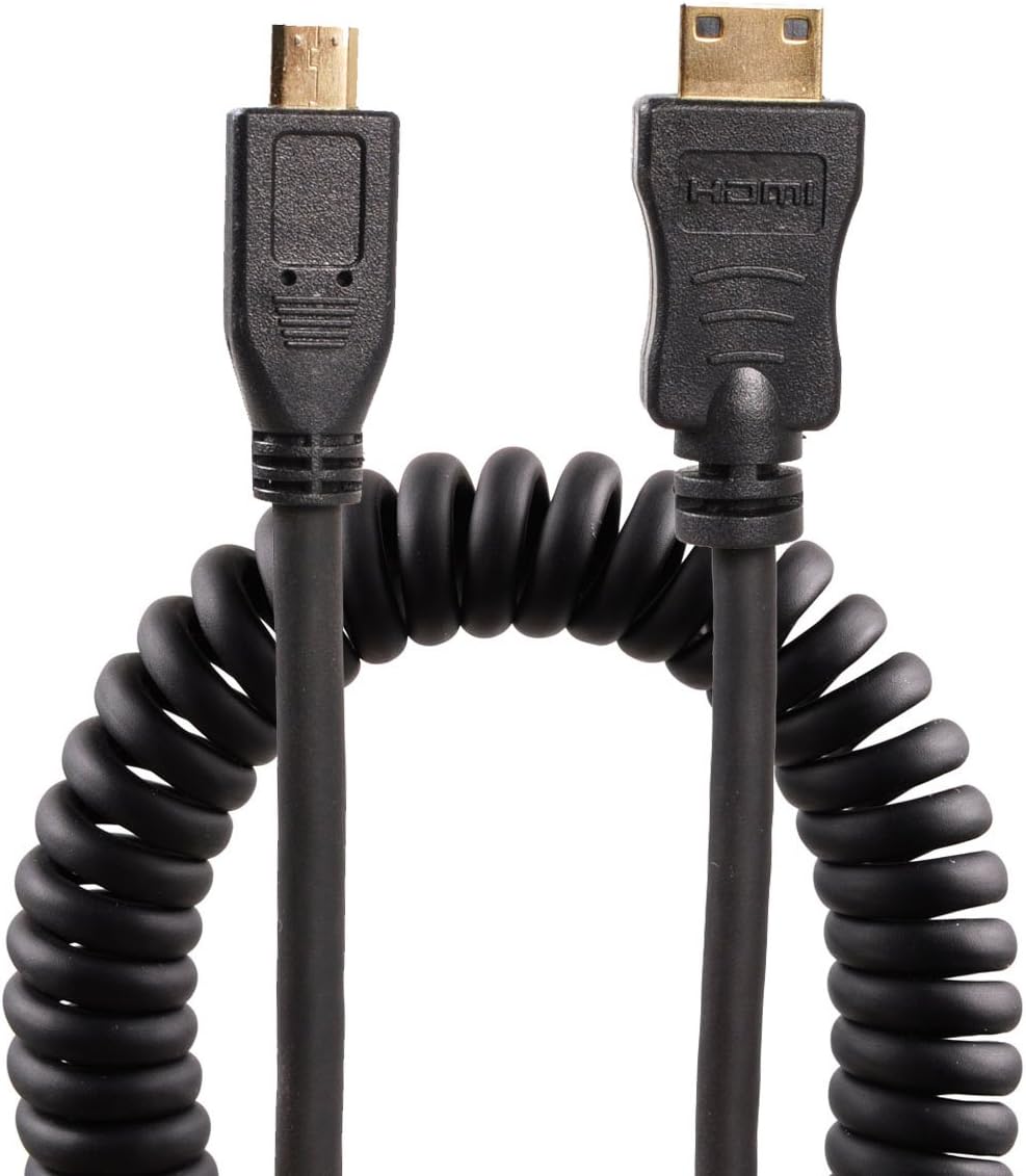 UCEC 11.81"/30cm Coiled Micro HDMI to Mini HDMI Cable for Atomos for Ninja Star