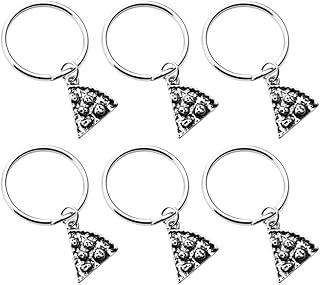 6 Pezzi Portachiavi Design Pizza Portachiavi Regalo Portachiavi Borsa Pendente Pendente Ornamenti Artigianali per Donne E Uomini (Argento)