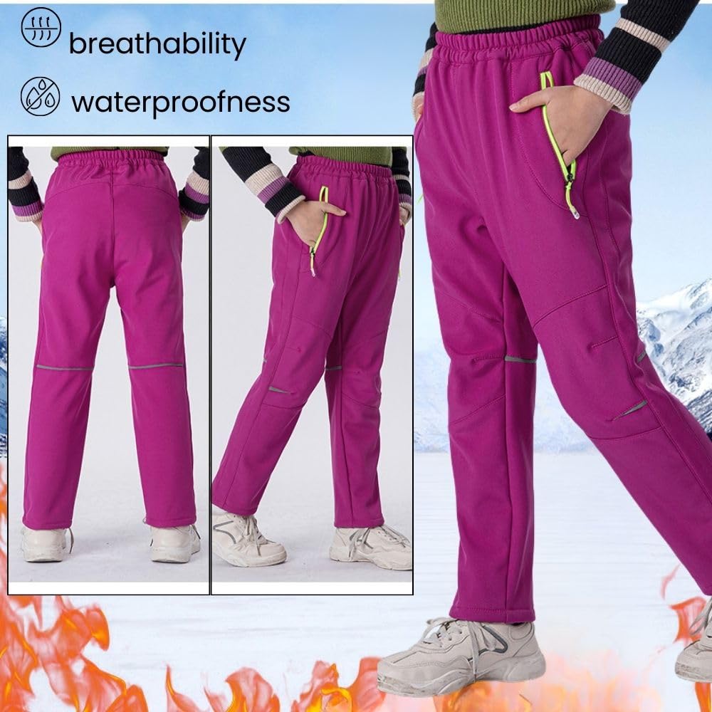 Pantaloni softshell per bambini, impermeabili, antivento, per bambini, per le escursioni, per il tempo libero, per l'inverno, per le attività all'aria aperta, per le attività all'aria aperta