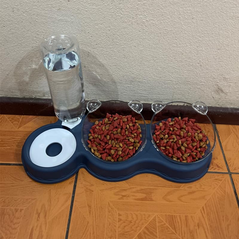 Comedero Elevado Perro con Tazones Cuenco for gatos, alimentador automático 3 en 1, cuenco de comida for perros y gatos con fuente de agua, cuenco doble for beber, soporte elevado, cuencos for gatos (