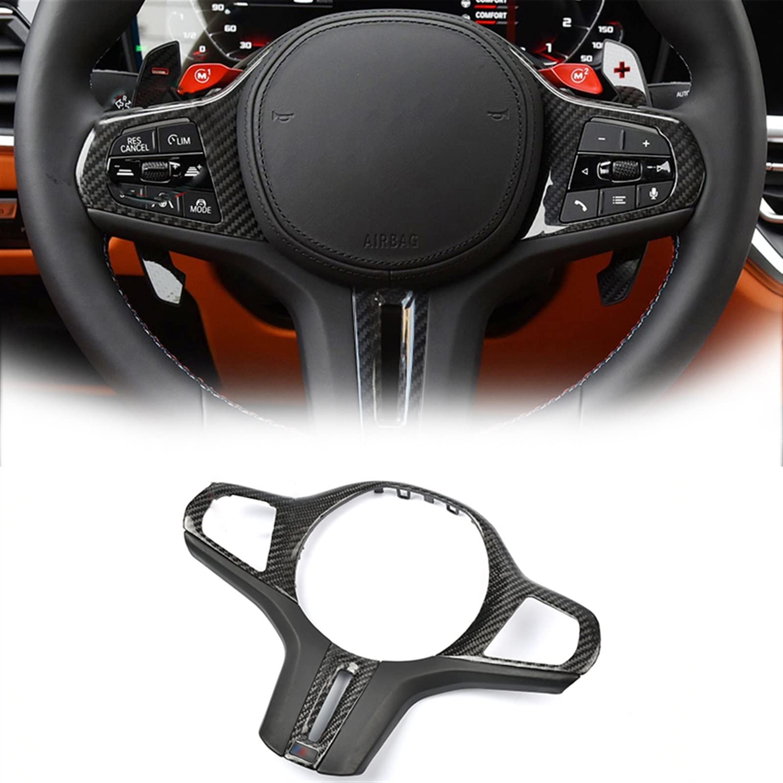TKSE Voiture Fiber De Carbone Volant Cadre Couverture