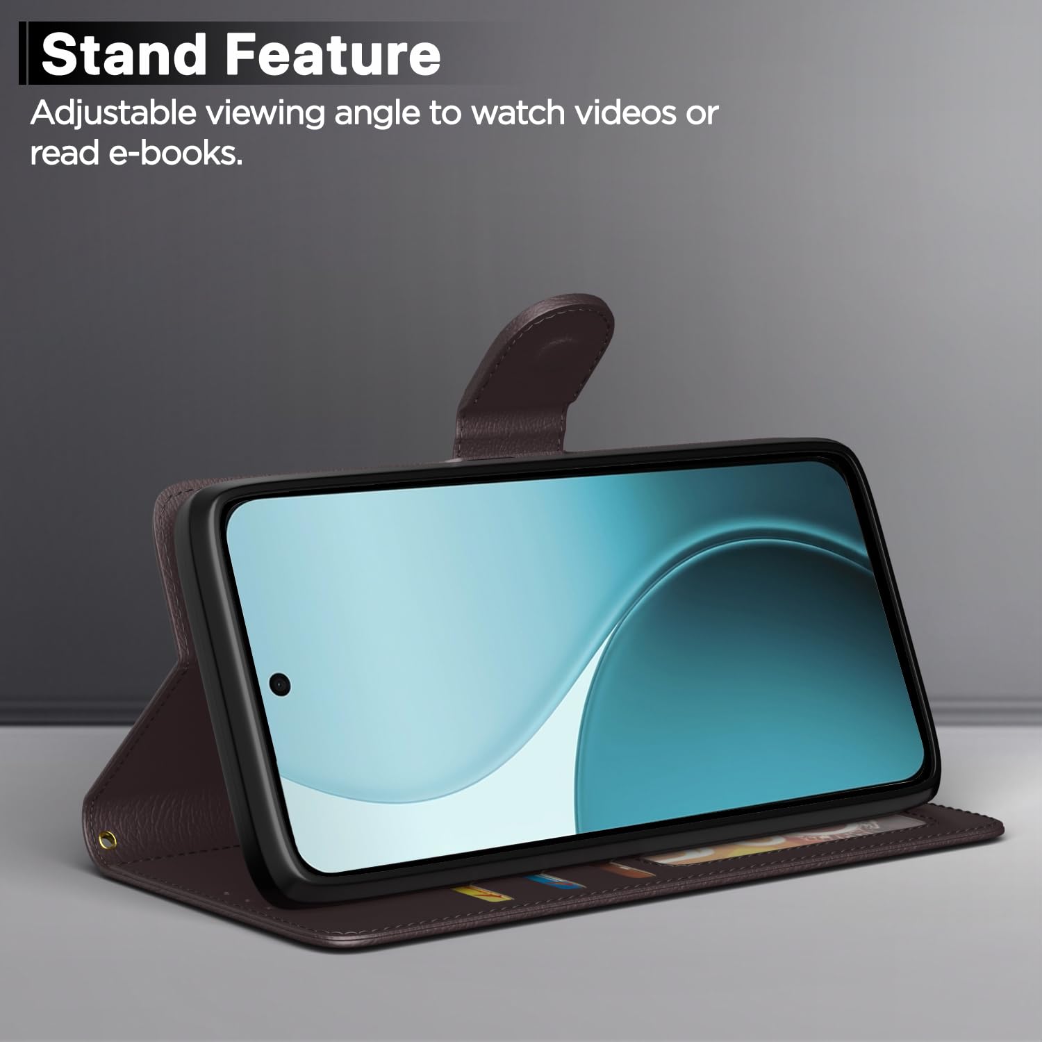 Pikkme Flip Cover for Mi Redmi A7 Pro/Poco C85x 5G / C81 Leather Finish | Inside TPU with Card Pockets | Wallet Stand and Shock Proof | Complete Protection Flip Case (Coffee) — Amazon image 3
