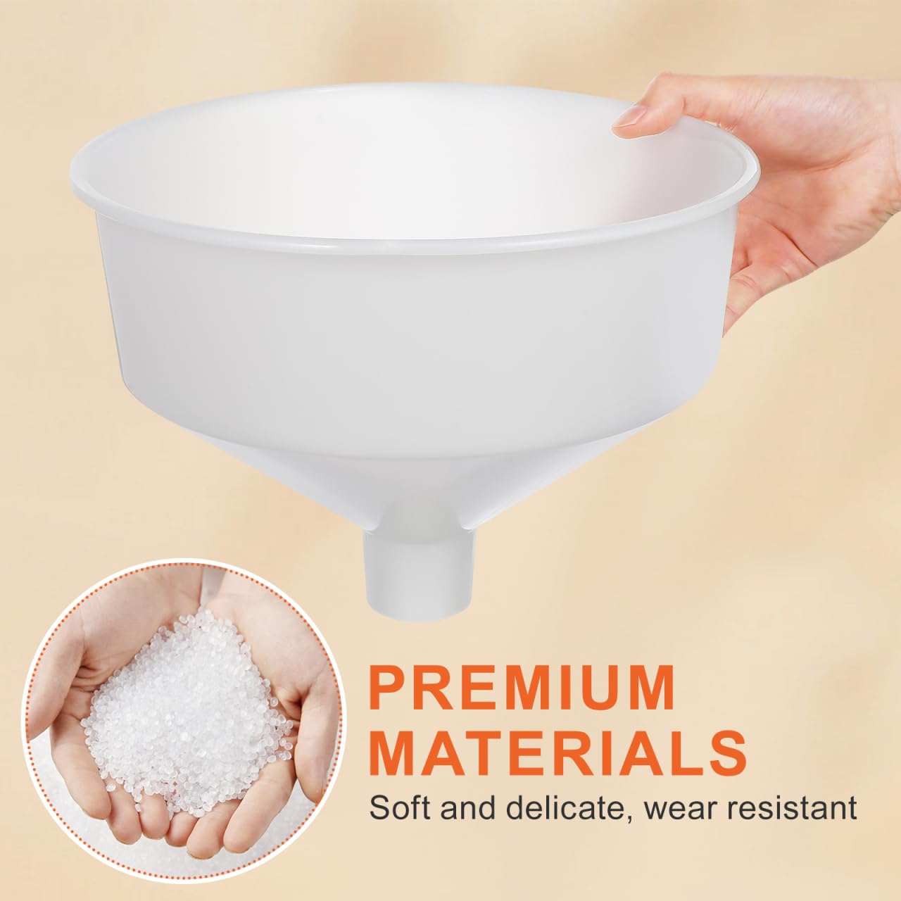 Cabilock Large Kitchen Funnel Wide Mouth Plastic Funnel for Beer Oil Beverage Filling Spill-Free Pouring Tool 10.43 Inch Food Grade Material