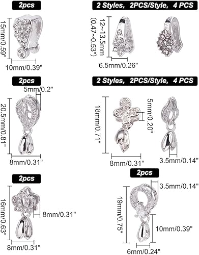 Miniatura 18 de SUPERFINDINGS 10 Styles 40Pcs Pinch Clip Bail Clasps Brass Pinch Clips 12/13/16.5/17/24mm Bail Clasp Dangle Charm Bead Pendant for Necklace Jewelry