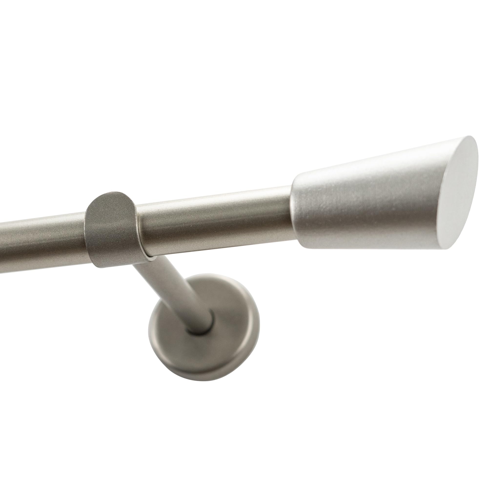 Garesa Gardinenstange Molis Ø 20mm, 1-läufig, Chrom, matt I Stabile Vorhangstange ohne Ringe I Offener Träger mit Endknopf Keil I Auch für mittelschwere Vorhänge I 470cm