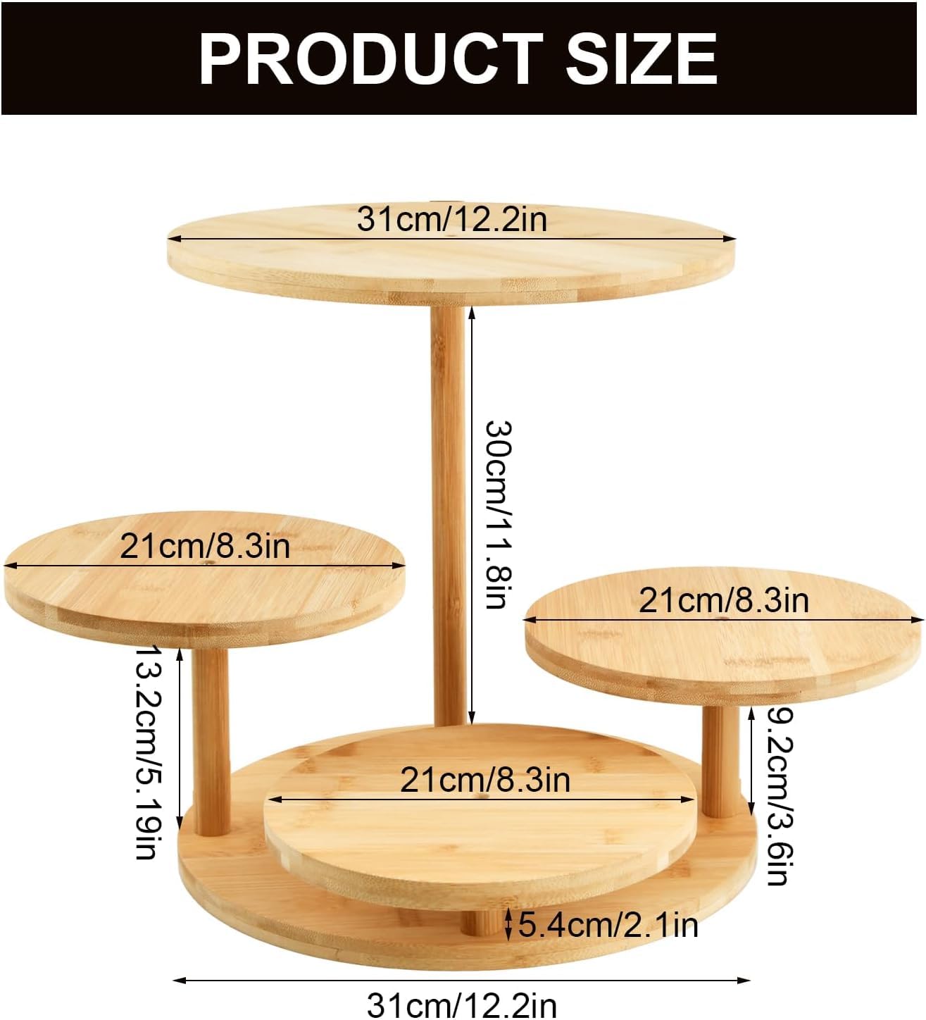 Présentoir à Cupcakes en Bois à 4 Niveaux, Presentoir a Gateau, Présentoir à Pâtisseries, Support à Dessert en Bois, Presentoir Aperitif Buffet, pour Mariages, Fête d'anniversaire, Après-Midi
