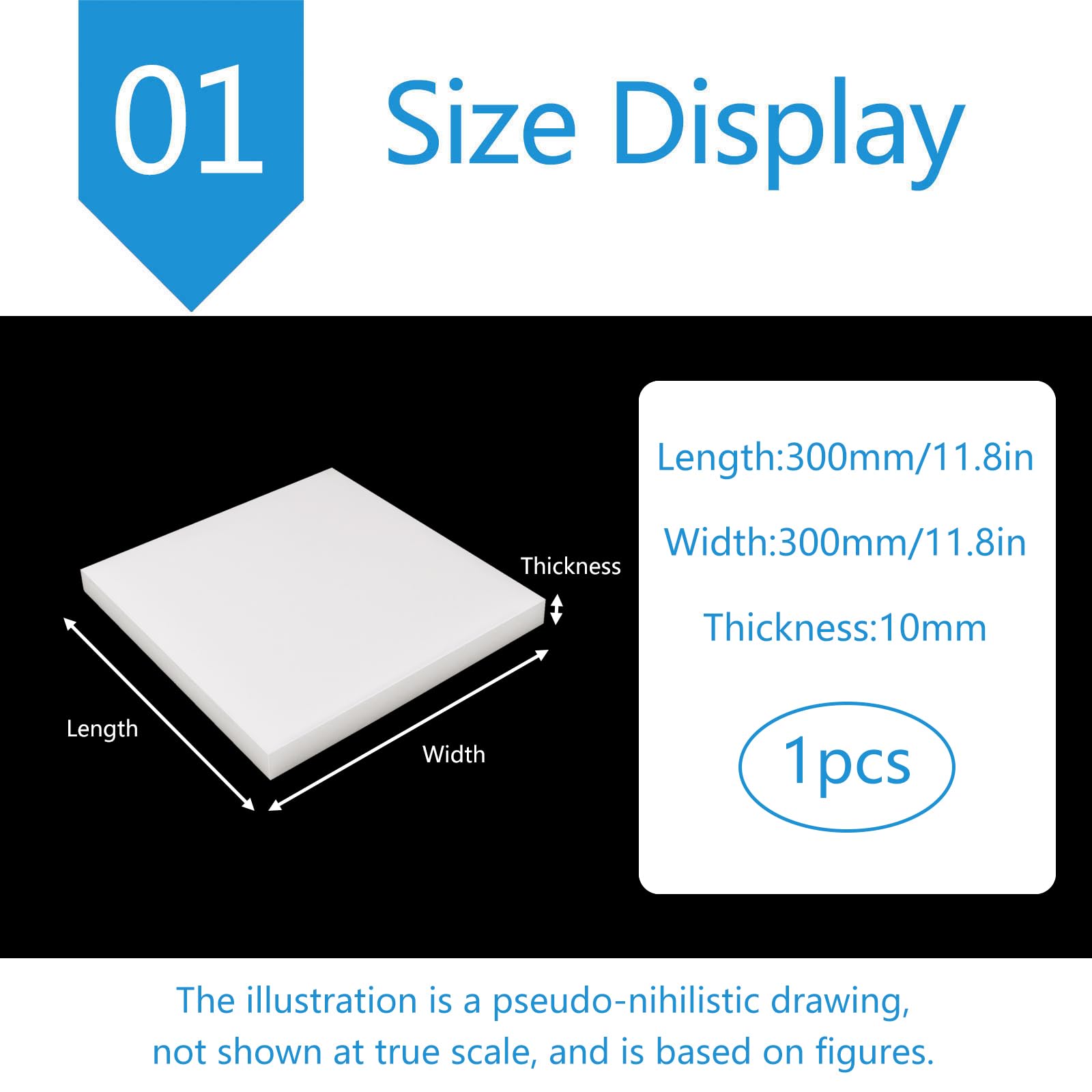 PP-Folie 30 cm x 30 cm, 2–10 mm dick(Thick:10mm)