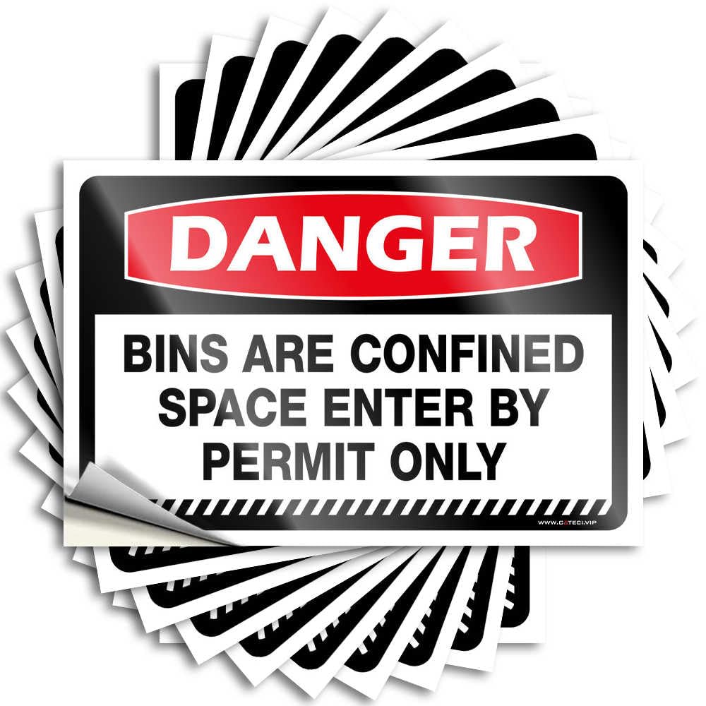 Golden Quote, Room Door Decor Reusable Danger Bins are Confined Space Enter By Permit Only | Funny Quote Scooter Decals(6X9CM)