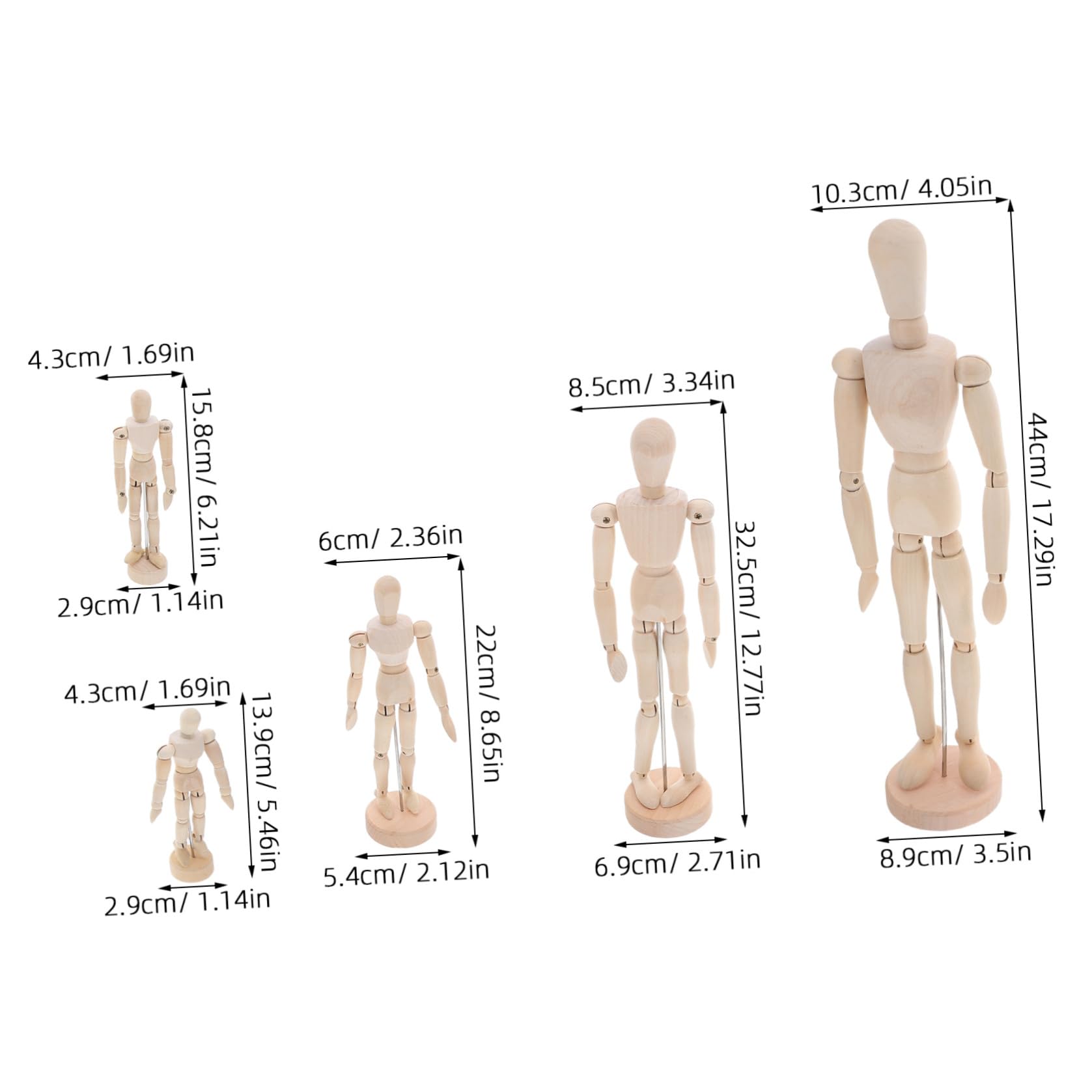 FOMIYES Mannequin Articulé en Bois Pratique Multiangle 5 Pièces avec Support Stable, Articulation Précise pour Dessin Artistique Modèle pour Artistes et Étudiants en Art