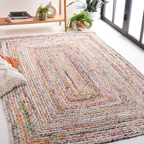 Tapete cuadrado 91x91 cm beige multicolor tejido a mano