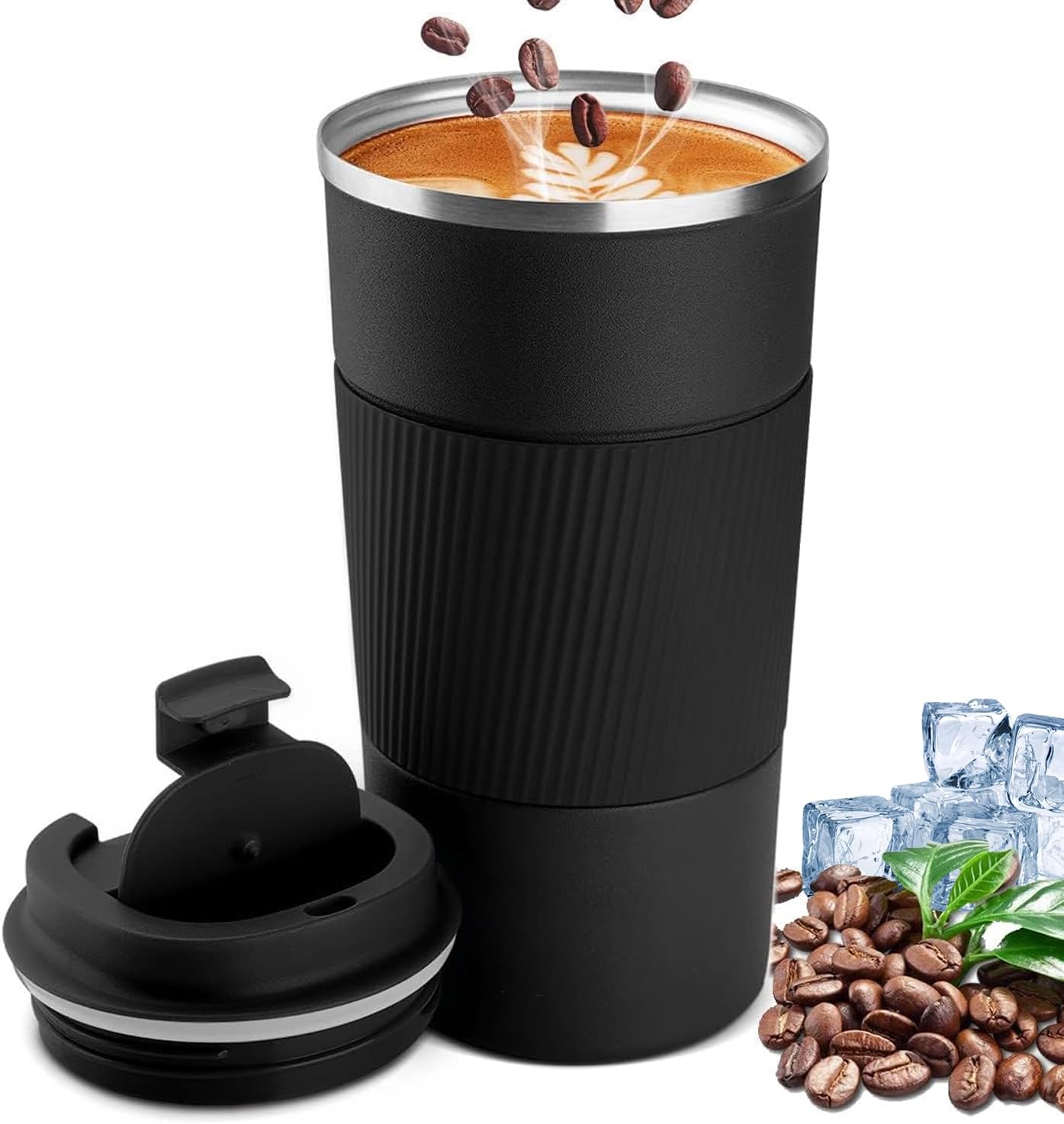 Travel Coffee Mug 510ml, Vacuum Insulated Travel Coffee Mug Stainless Steel Coffee Tumbler for Home Office Outdoor Works Great for Ice Drinks and Hot Beverage