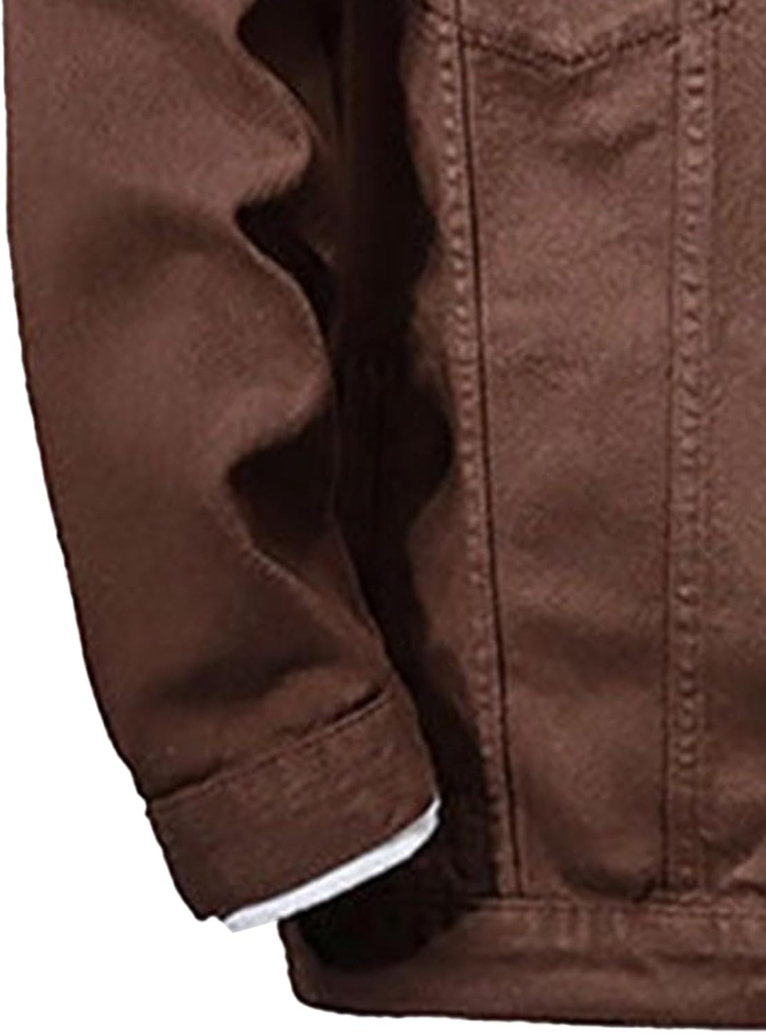 Men's Lightweight Trucker Jacket Solid Color Casual Trendy Denim Outwear Button Down Lapel Cardigan Cargo Coat (Coffee,X-Large)