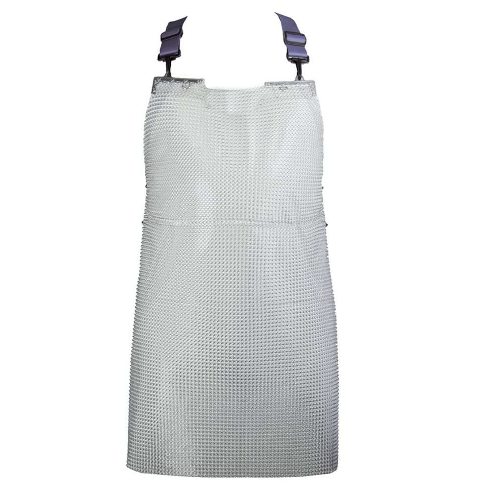 IEOWY Apron Metal Chain mail cut resistant apron, butcher Food grade stainless steel stab resistant apron (Color : Silver, Size : 75x80cm/29.5"x31.5")