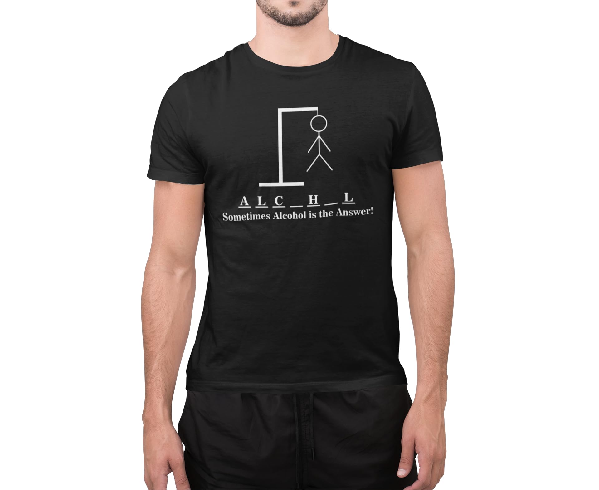 Graphic Impact Unisex Black Funny Sometimes Alcohol Is The Answer Party Man Top T-Shirt (, Xlarge)