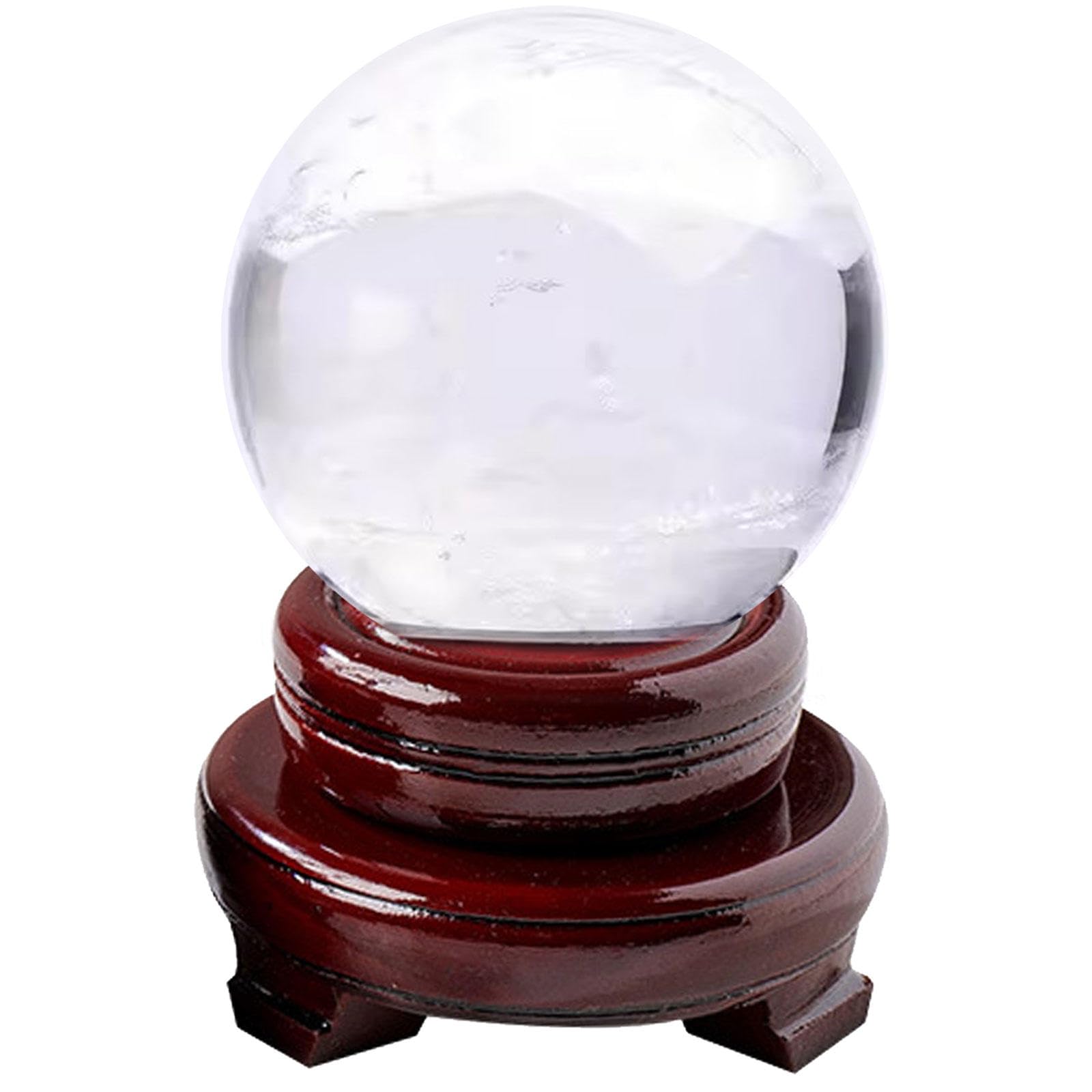 DECORN Clear Crystal Ball with Stand - Natural Clear Quartz Crystal Sphere Ball for Meditation, Reiki, Crystal Healing, Home Decoration, Feng Shui Ornament and Fortune Telling Ball,80mm