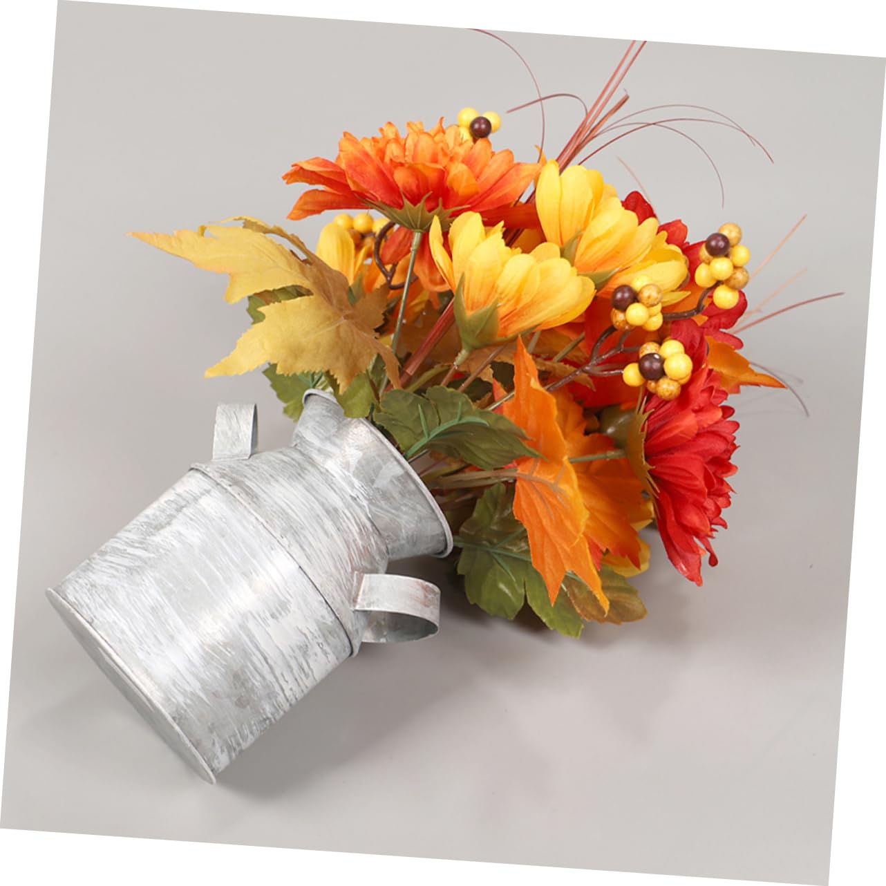 Cabilock Simulación de Bonsái de Girasol en Cubo de Hierro, Decoración | Celebracion Otono, Flores Artificial Decoración para Mesa Comedor, Plato Decorativo Centro de Mesa y Recibidor