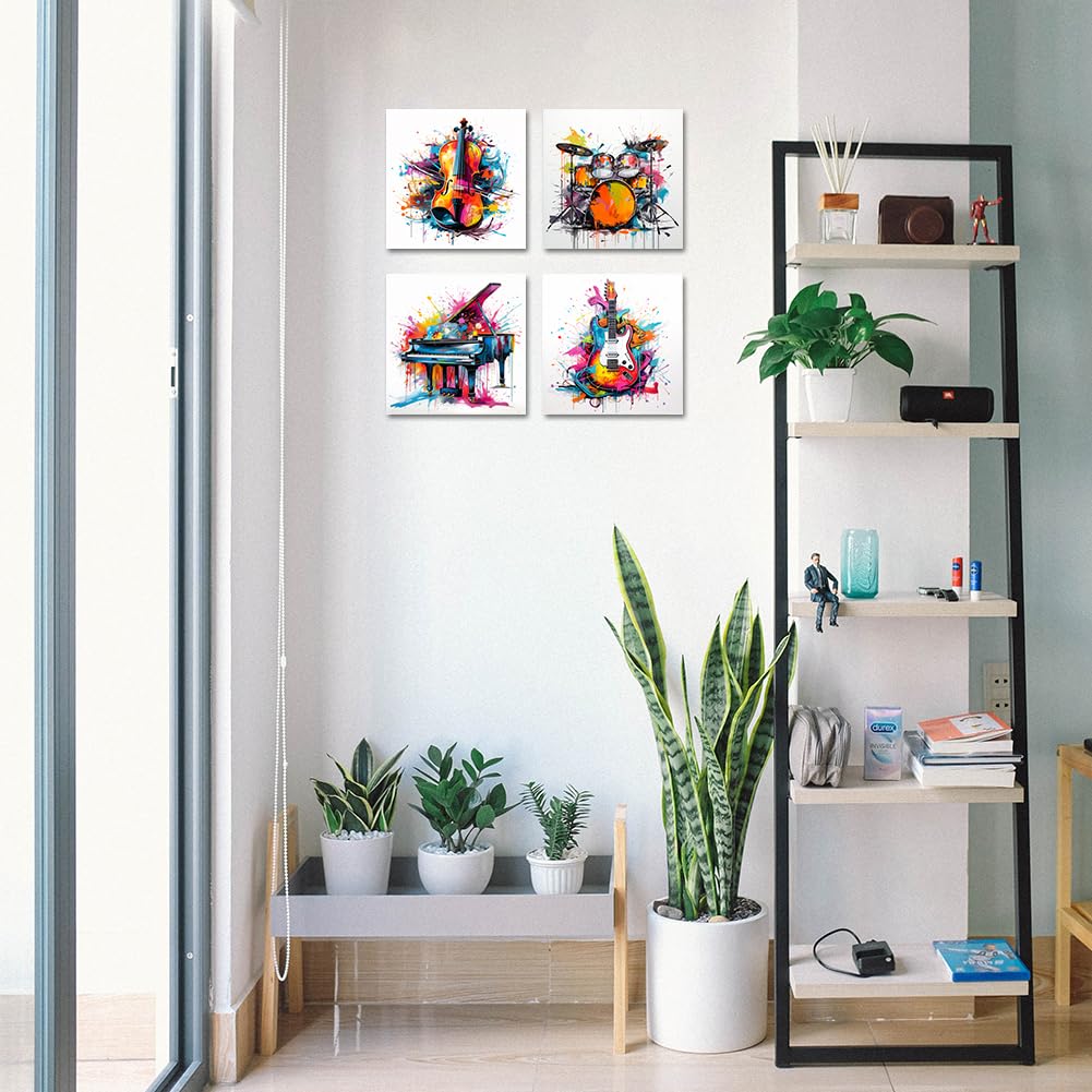 Amazon.com: Waowumar Music Wall Art Piano Guita Violin Drums