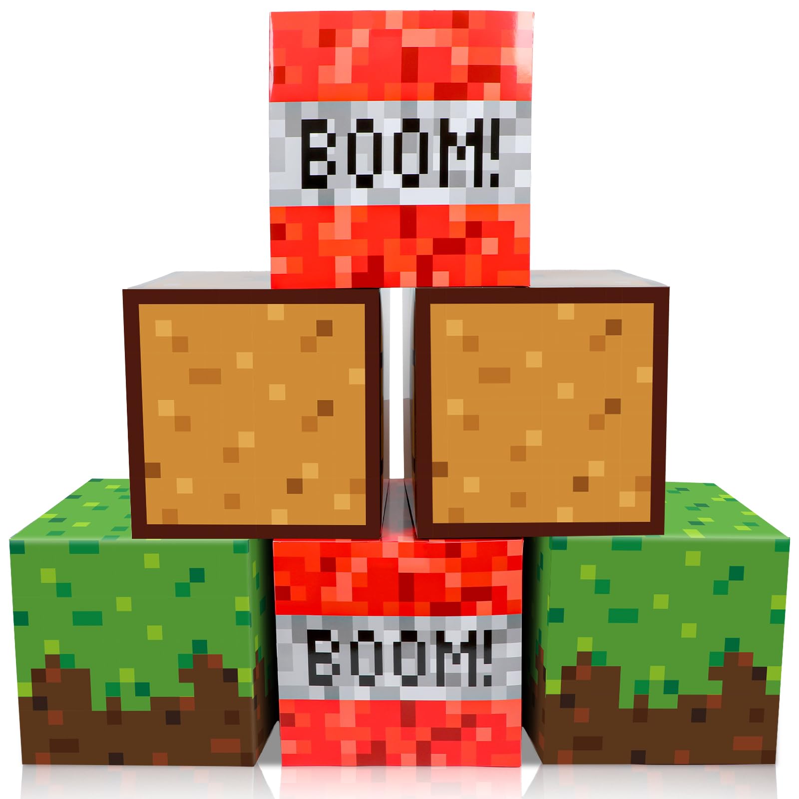 6Pieces Large Pixel Mine Party Boxes Pixel Video Game Party Decorations Pixel Miner Theme Birthday party Supplies Pixel Miner Video Gaming Centerpieces Boxes for Kid Teen Gift Birthday Party Favor