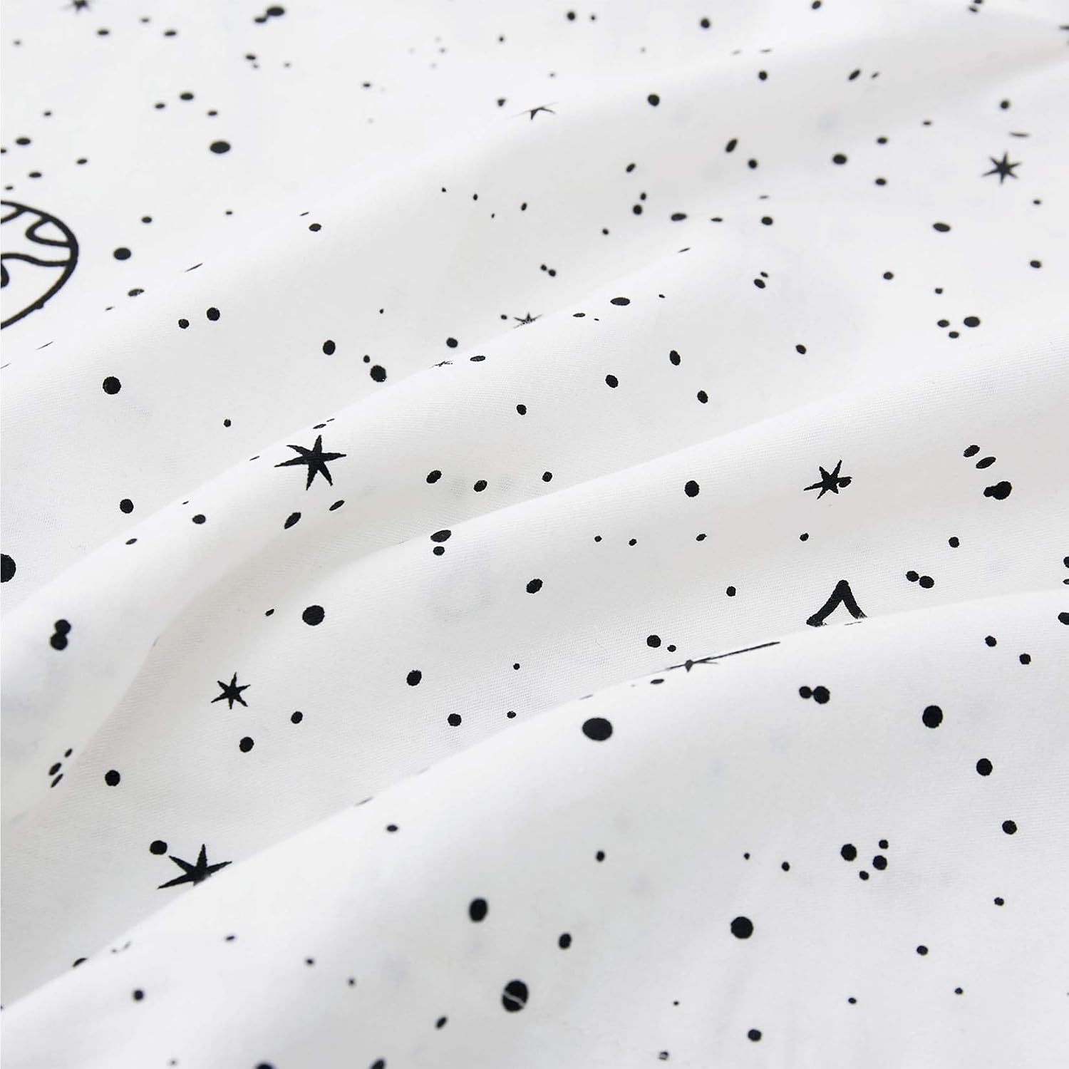 Wake In Cloud - Kids Floor Pillow Case (Cover Only), White with Black Space Stars Rockets, 100% Cotton Lounger Toddler Floor Pillow Cover, Requires 5 Standard Size Pillows (Pillows Not Included)