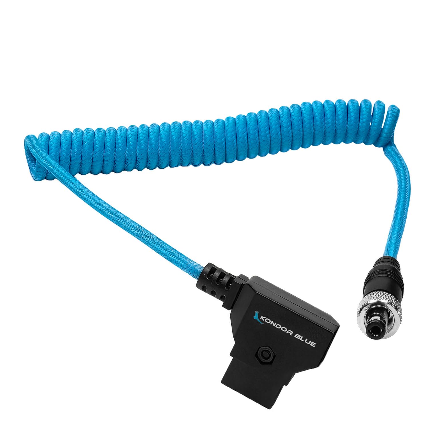 KONDOR BLUE Cavo D-Tap a spirale per bloccare DC 2,1 mm | Monitor di alimentazione, luci, accessori e altro da 16"-32" | Blu