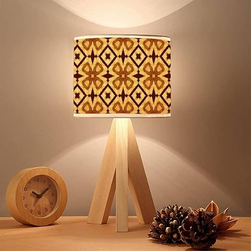Lámpara pequeña amarilla Lisboa con textura infinita, adorno de café, batik, quemado, étnico, trípode, lámpara de mesa, linda mini mesita de noche,