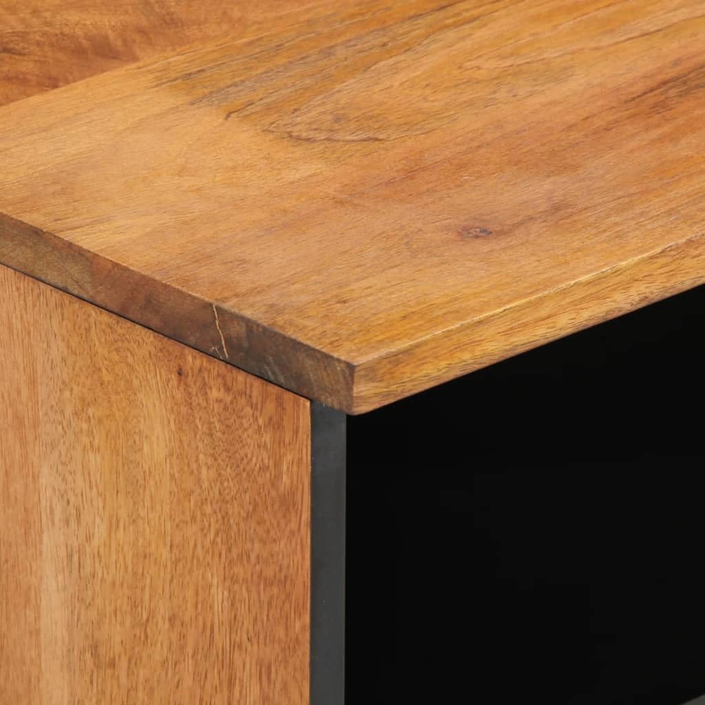TV-Schrank 100x33x46 cm, Massivholz Mango, handgeschnitzt, Honigbraun, stabil, für Wohnzimmer, Media Center, langlebiges TV-Möbel
