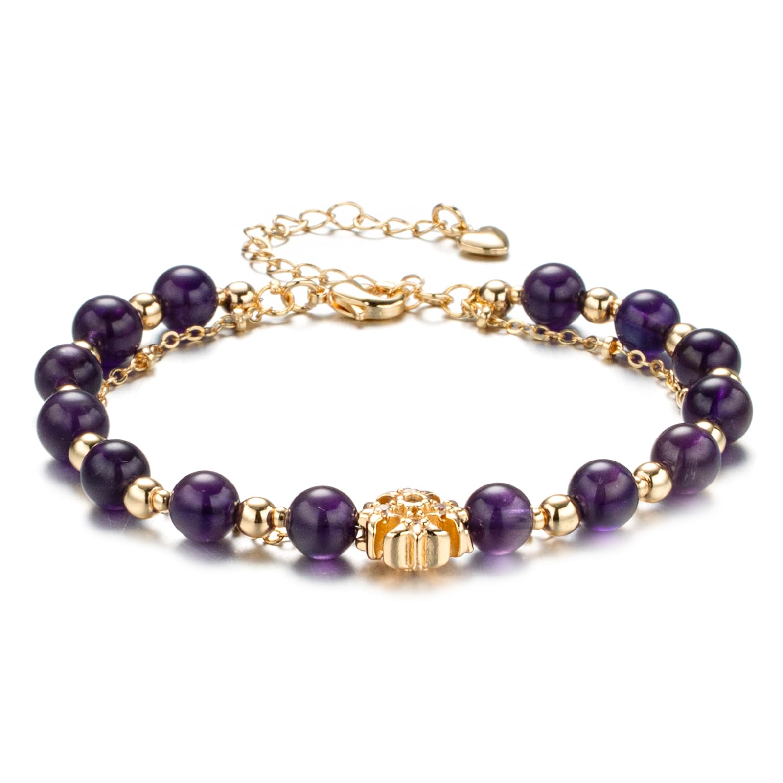 NeoHundreds Luxury Handmade Natural Crystal Gemstone Bracelet 14K Gold-Plated Chain,Elegant Unique Jewelry for Women Gift Ready for Her Girlfriend